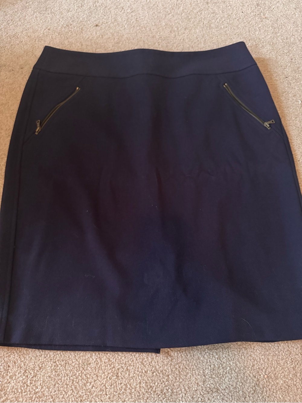 LOFT Navy Pencil Skirt with Angled Zip Pockets
